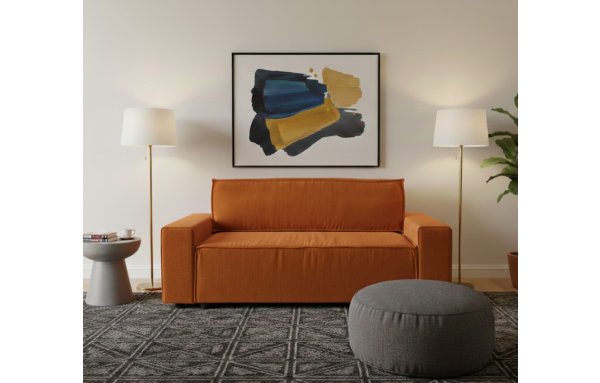 Sofa Smart X pomarańczowa na sprężynach z funkcją spania i pojemnikiem